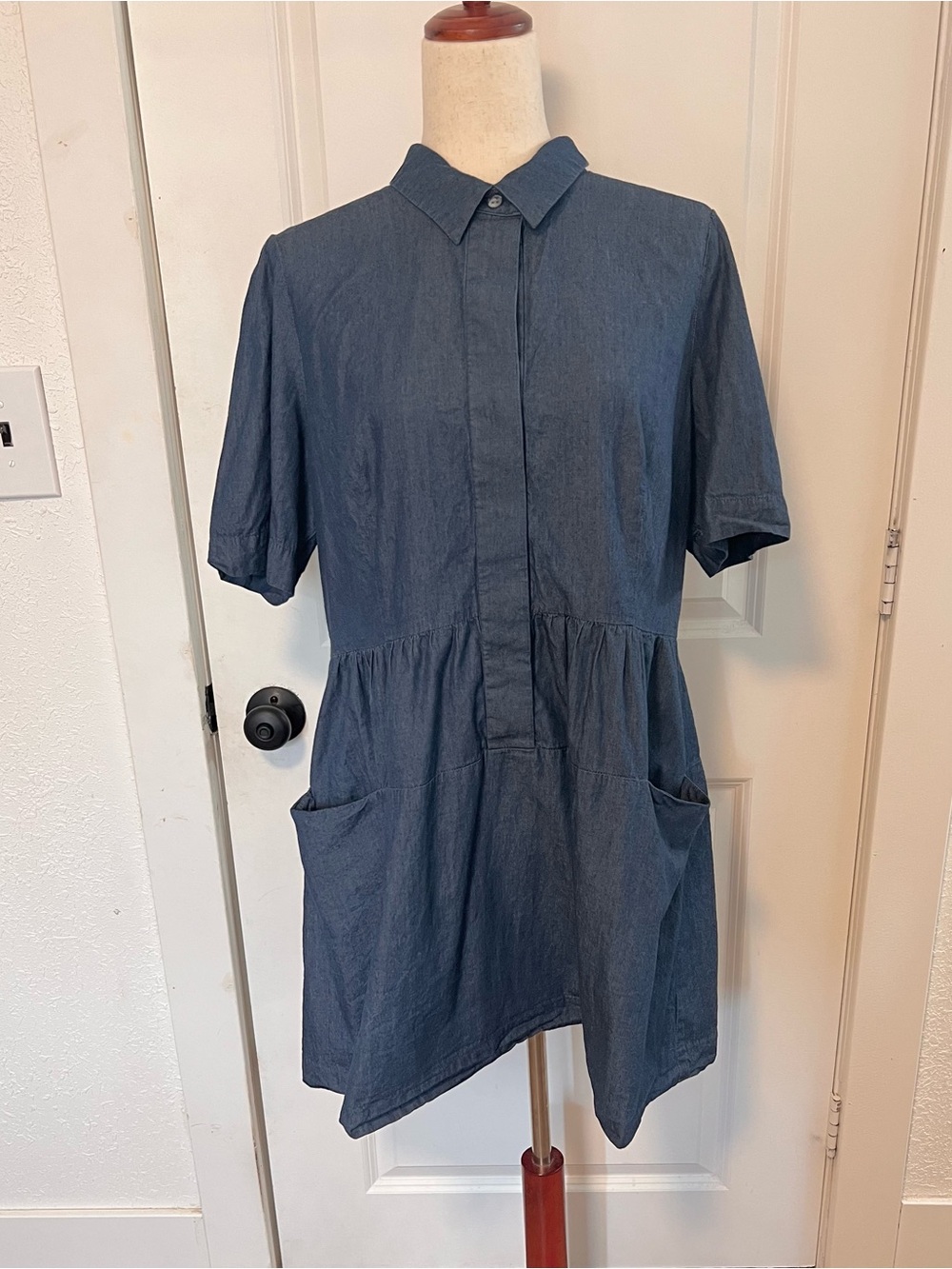 Tyler Böe Jordan Denim Chambray Mini Shirtdress Preppy‎ Country Club 100% cotton